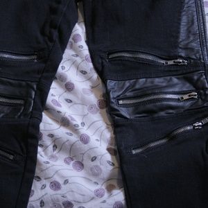 Black Royal Bones Skinny Jeans w/ Zippers &Leather